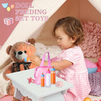 Baby Doll Bottles Accessories Set for Toddlers, 2 Milk Bottle 2 Juice Bottles and 2 Toy Pacifier (Red)