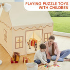 Playhouse Play Tent for Kids-Portable with Padded Mat, Star Lights, Carry Bag, Play Tent Indoor & Outdoor, Washable Kids Play House for Toddler