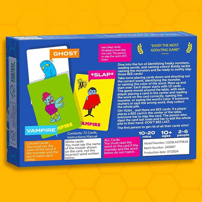 QUOKKA Family Games for Adults and Kids - Guess-in-Seconds Fun Slap Card Game for 2-6 Players - Hilarious Board Game for Family Night Ages 8+, Monster Challenges Halloween Party Edition