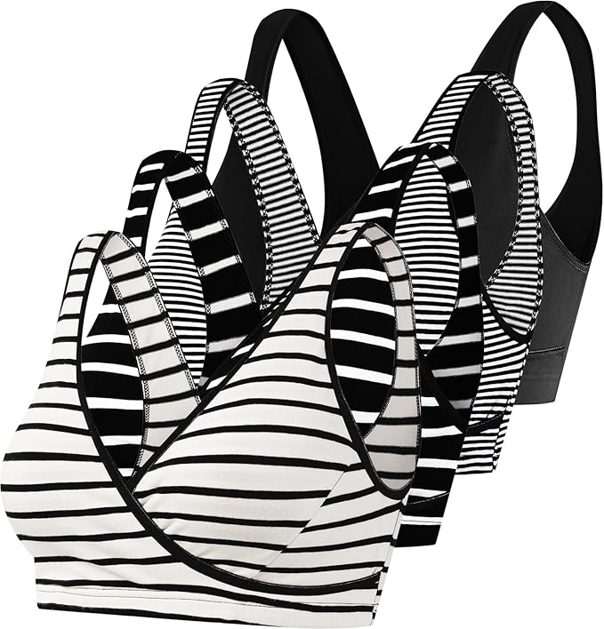 SUIEK 4 Pack Nursing Sleep Bra Maternity Bralette Cotton Breastfeeding Bras