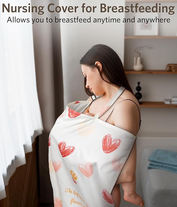 Breastfeeding Essentials Kit for Nursing Moms - Pads, Cover, Nipple Cream 50g, Breastmilk Storage Bag, Hot and Cold Breast Therapy Packs, 55 Piece Gift Set