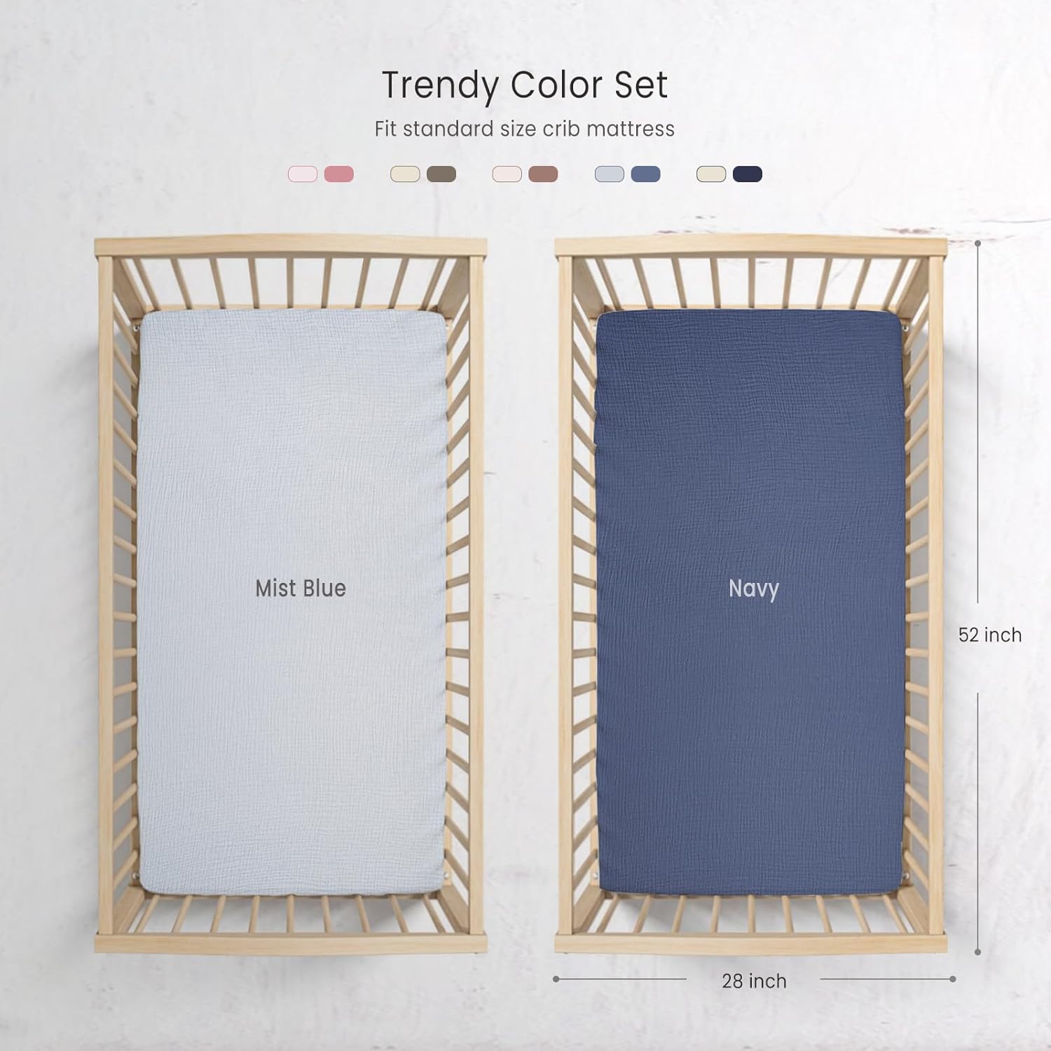 lulumoon Baby Muslin Crib Sheets - Toddler Cotton Fitted Crib Sheets Neutral for Boys and Girls 2Pack