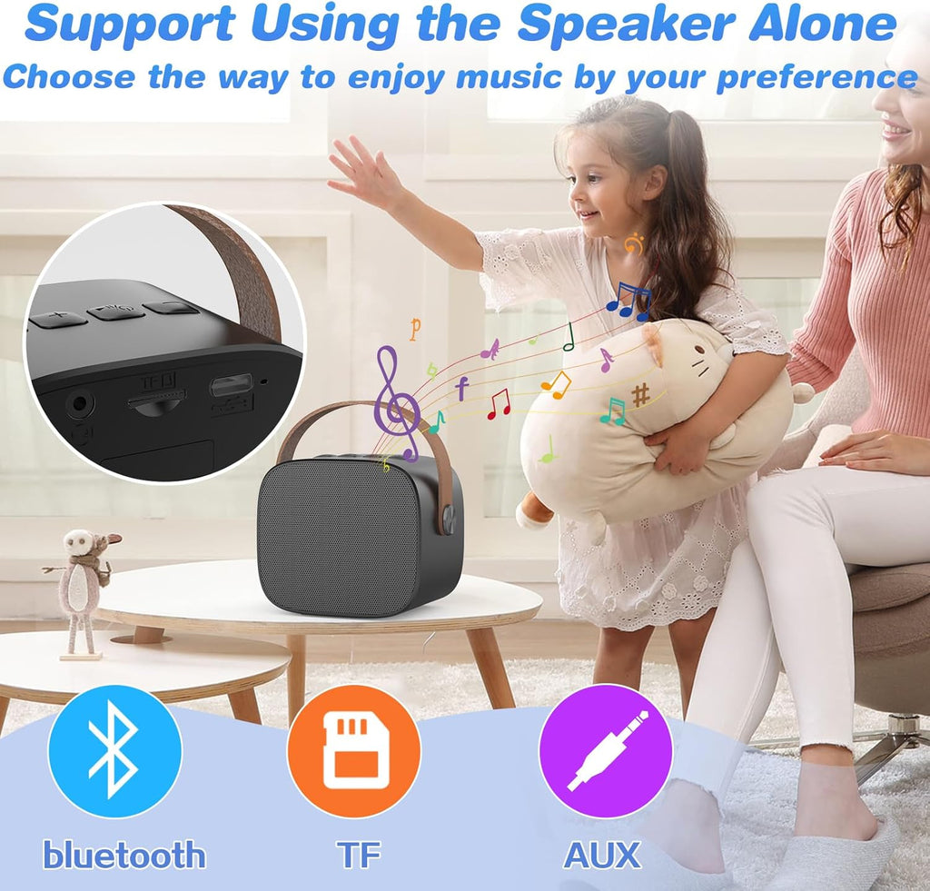 Mini Karaoke Machine,Funny Toys Christmas Birthday Gifts for Kids Age 4-12 Girls,Boys,Adults, Karaoke Microphone Toys for 4,5,6,7,8,9,10,11,12+ Year Old Girls Boys (Black 2 mics)