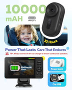 Wireless Baby Car Camera with 1080P Advanced Night Vision and 32H Battery, No Wi-Fi Needed Easy Setup Car Baby Monitor with Video Recording Adjustable Angle, Newborns Travel Essentials Gifts