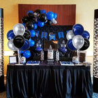 TONIFUL 4 Set Black and Blue Silver Balloon Centerpieces for Table,Balloon Stand Kit for Graduation Decorations 2025 Party Decorations,New Year,Anniversary,Birthday Decoration for men,Father's Day