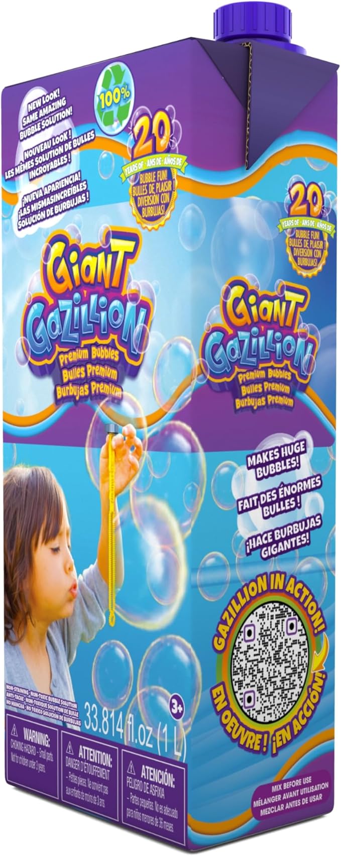 Gazillion Bubbles Giant Bubbles 1L Box: Giant, Vibrant, And Safe Bubbles With Eco-Friendly Packaging