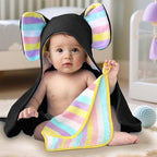 VOOVA & MOVAS Thick Baby Hooded Bath Towel - 100% Cotton,500GSM, 33x31.5 Inches,0-2Years, Super Absorbent Large Towel with Cute Elephant Ears Hood for Newborn, Baby, Infant, Black