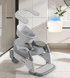 2-in-1 Toddler Potty Training Toilet Seat with Step Stool Ladder – Adjustable Height Potty Chair Urinal for Baby Boys Girls Age 1-3, Foldable Training Potty with Splash Guard & Anti-Slip Feet, Grey