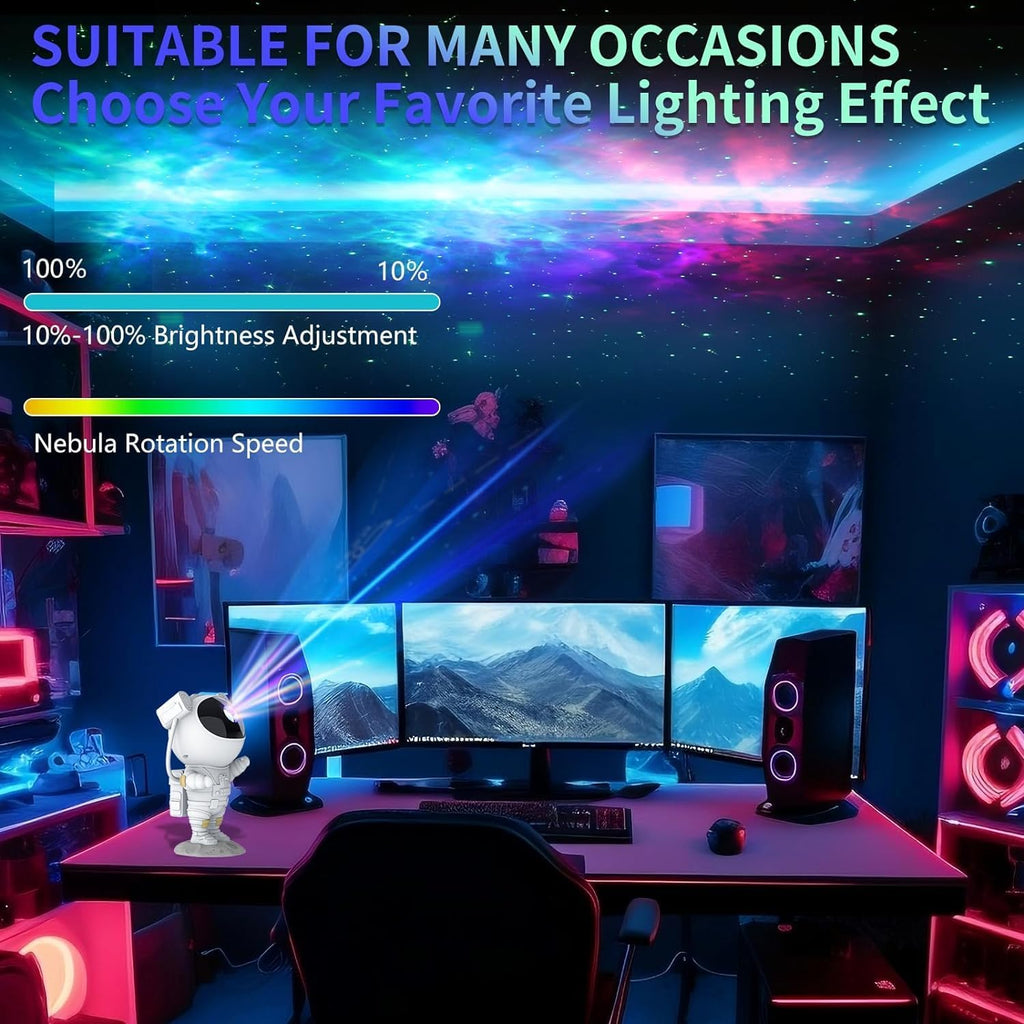 Astronaut Galaxy Projector Night Light,Star Projector Galaxy Light with Nebula,Starry Ceiling LED Lamp Space Buddy Projector with Timer and Remote for Bedroom,Kids Room Decor, Birthdays Gift(White)