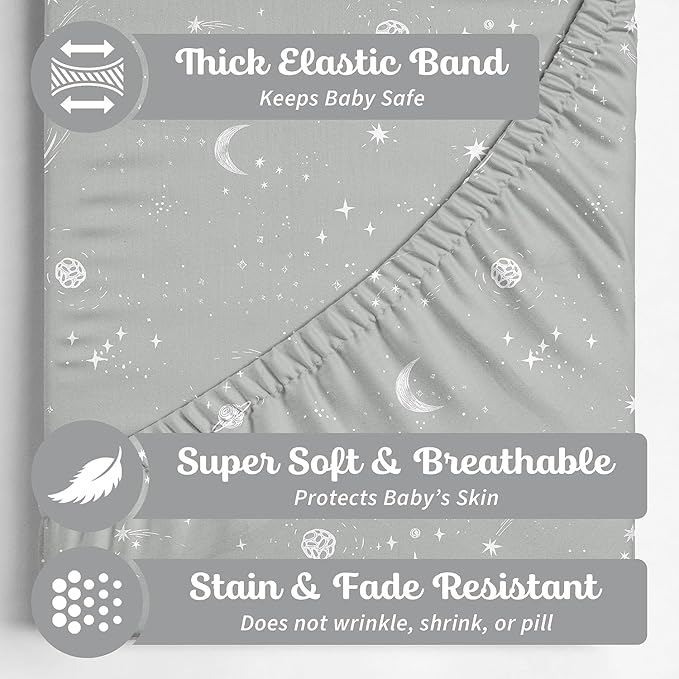 Baby Changing Pad Cover 2-Pack for Boys, Girls (Galaxy, Moon and Stars) - Premium Fitted Sheets Baby Diaper Changing Table Cover - Buttery Soft Cotton Blend