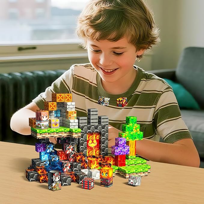 Magnetic Blocks-200PCS Magnetic Building Blocks Set, Kids Classroom Sensory Toy SJ003