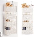 ANTIS'S HOME Nursery Over The Door Organizer Boho Decor Nursery Storage with 4 Large Woven Pockets, Macrame Nursery Organizers and Toys Storage, Behind Door for Bathroom, Bedroom