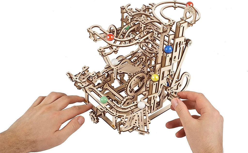 UGEARS 3D Wooden Puzzles for Adults - Wooden Marble Run Tiered Hoist Model Kit - Advanced Wooden 3D Puzzle Model Building Kits - DIY Marble Race as Hobbies for Men and Women Adult Crafts - 315 Pcs