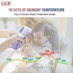 CEM DT-8806 Digital Thermometer for Adults and Kids, No Touch Forehead Thermometer for Baby, 2 in 1 Body Surface Mode Infrared Thermometer with Fever Alarm and Instant Accuracy Readings, Purple