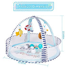 Baby Play Mat, 4-in-1 Baby Play Gym Tummy Time Mat with Ball Pit and 5 Detachable Toys for Newborn to Develop Sensory Exploration and Motor Skill 0-6-12 Months