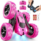 RC Cars, Rose Remote Control Car for Girls, 2.4 GHZ Double Sided RC Stunt Car 360° Rotating Remote Control Crawler with Headlights Car Toys for 6 7 8 9 10 11 12 Girls Birthday Gift