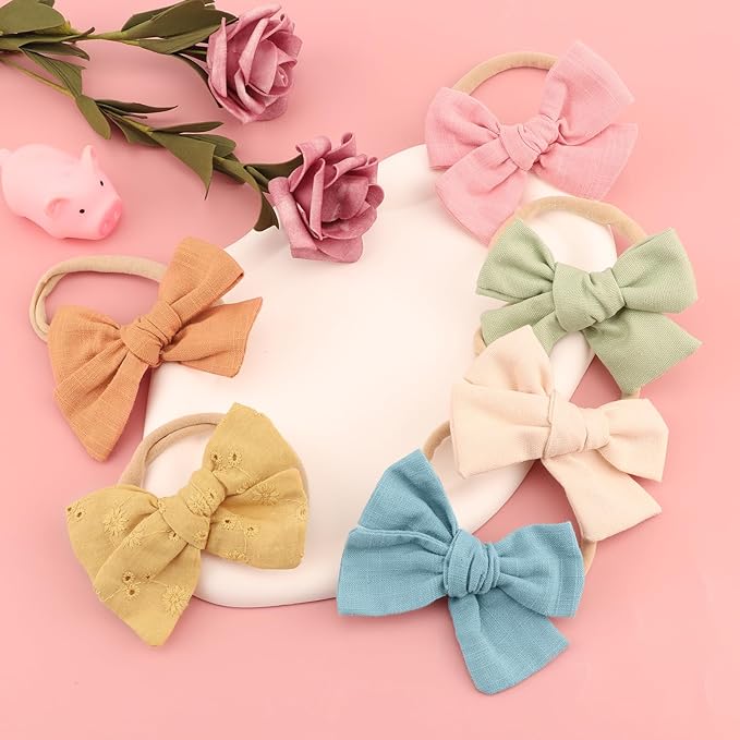 Baby Girl Headbands with Bows Soft Nylon Newborn Toddler Hairbands Handmade Baby Hair Accessories for Infant Girls Kids