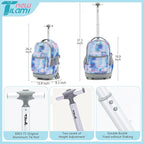 NEW TILAMI 18 inch Kids Rolling Backpack for School with Big Storage, Waterproof, Adjustable Handle - Perfect for Girls & Boys, Blue Star