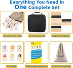 Deluxe Rummy Cube Game Set 6 Colors with 8 Wooden Racks 162 Rummy Tiles, Travel Family Board Game for Adults and Kids