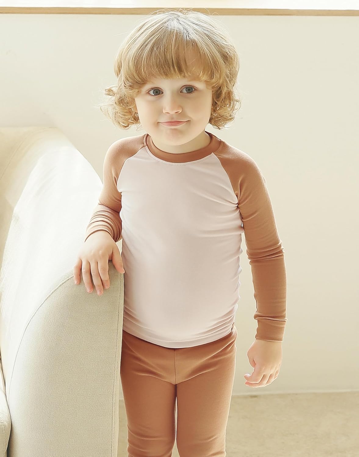 VAENAIT 6M-12Y Toddler Toddler Kids Toddler Girls Boys Soft Comfy Modal Tencel Solid Raglan Sleepwear Pajamas Pjs 2pcs Set