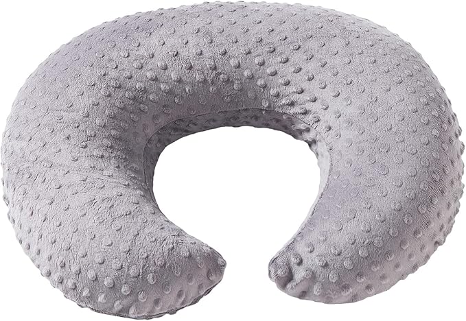Nursing Pillow and Positioner Breastfeeding and Bottle Feeding, Propping Baby, Tummy Time, Sitting Support, with Removable Polyester Cover, dots Fabric, for Baby Boy Baby Girl (Rose Gray)