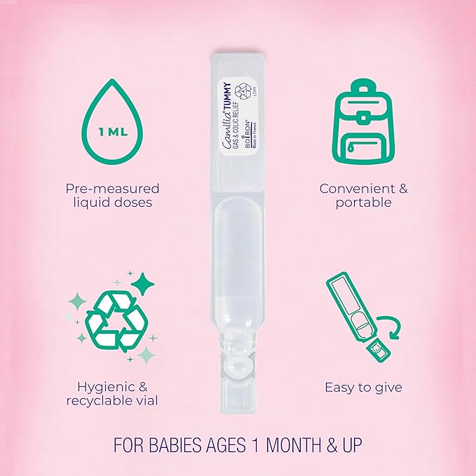 Boiron Camilia Tummy for Colic, Painful Gas, Bloating, & Fussiness- Sterile and Non-Drowsy Liquid Doses - 30 Count