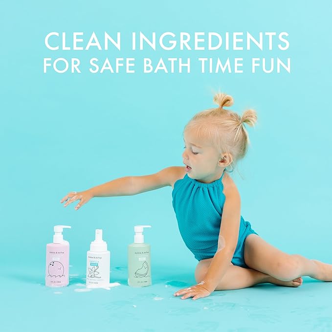 Dabble & Dollop Beachy Bundle, Natural Bubble Bath, Body Wash, Shampoo for Kids, Paraben & Sulfate Free, Vegan, Gluten-Free, Tear-Free, Honeydew Melon, Vanilla & Coconut (Set of 3)