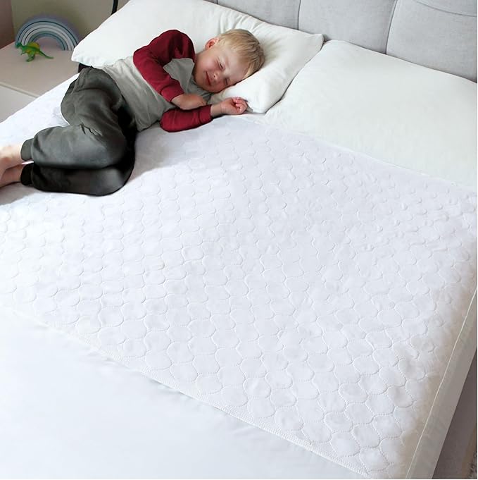Hygge Sheets® Potty Training Pee Pads for Kids, Toddlers - 100% Waterproof, Non Slip Bed Wetting Pad for Full Size Beds - Washable, Reusable Mattress & Sheet Protector - White