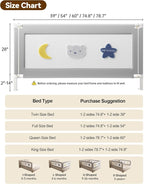 Baby Bed Rail Guard for Toddlers, Reinforced 60in Toddler Bed Rails for Queen Bed with Height Adjustable, Extral Tall Child Safety Side Railing Guards/Bedrail for Kids,Grey Star, 1 Side 54" Lx28” H