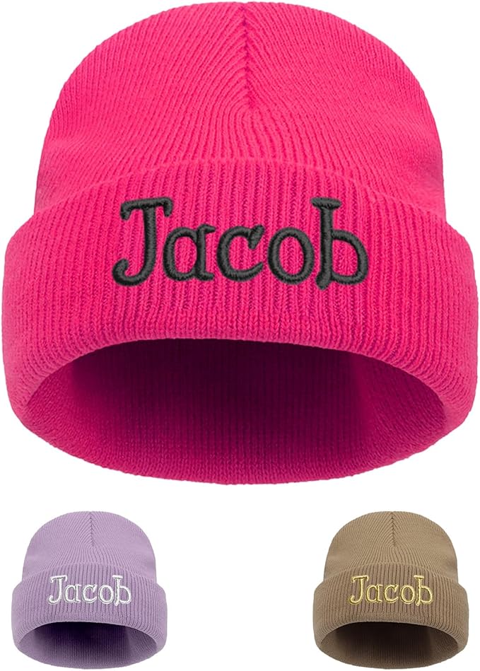 Custom Beanie Hats for Baby Girls Boys - Personalized Embroidered Beanies with Name for Infants Toddlers Adults