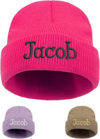 Custom Beanie Hats for Baby Girls Boys - Personalized Embroidered Beanies with Name for Infants Toddlers Adults