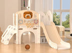 YUFU 9 in 1 Toddler Slide Set, Kids Slide for Toddlers Age 1-3, Toddler Playset with Basketball Hoop and Ball, Outdoor Indoor Playground for Toddlers 1-3 (Beige+Coffee)