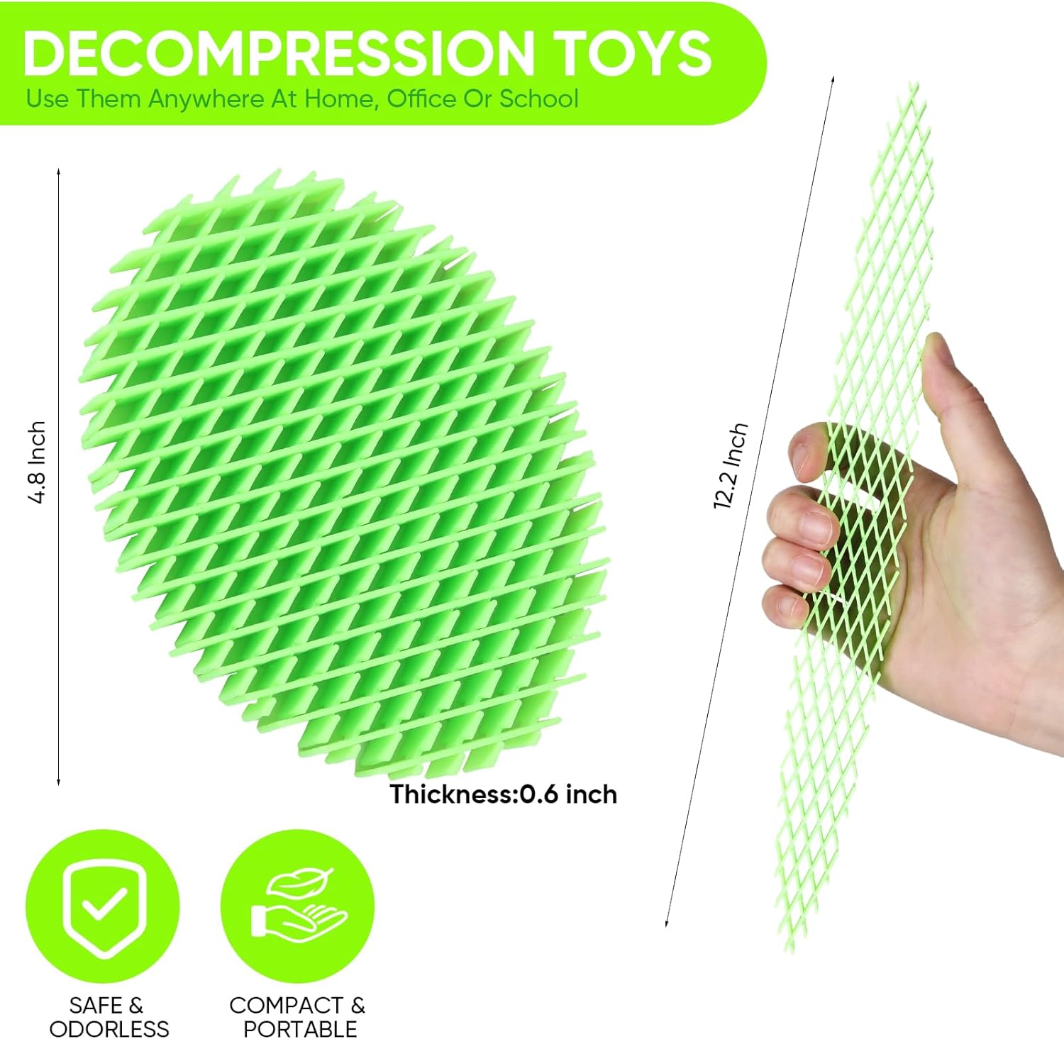 Fidget Worm Toy, Real 3D Printed Toys, Funny Pocket Worm Fidget Toy for Adults & Kids, Silent Resistance Stress Relief Toy Desk Fidgets for Adults Kids (Fluorescent Green)