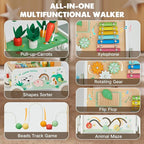 Wooden Baby Walker, Baby Push Walker, Adjustable Speed Baby Walker with Wheel, Toddler Activity Center Toys, Montessori Farm Walker Toy with Shape Sorter, Carrot Harvest for Boys and Girls