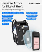 Neck Wallet for Travel & Passport Holder with RFID Blocking - Slim & Easy to Conceal Nylon Travel Pouch for men & women - Holds Phone, Cash, Cards, Keys - Sweat & Water Resistant - Large - Dark Grey