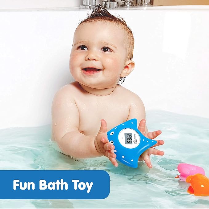 Elepho eFloat Digital Baby Thermometer for Bathtub | Accurately Monitors Water & Room Temperature + Acts as Kids Bath Toy | Waterproof Device Alerts When Too Hot or Cold (Blue)