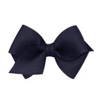 Wee Ones Girls' Plain Wrap Classic Grosgrain Hair Bows on a WeeStay No-Slip Hair Clip, Handmade, Wee, Navy