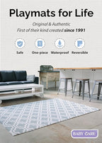 Baby Care Play Mat (Large, Moroccan - Blue) 82'' x 55'' Original One-Piece Reversible Rollable Waterproof Play Mat for Infants, Babies, Toddler, and Kids