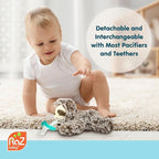 RaZbaby JollyPop Pacifier, Holder w/Detachable Baby Pacifier, Stuffed Animal RaZbuddy, All Ages 0M+, 100% Medical Grade USA Made Silicone, Machine Washable, Textured & Easy to Hold – Lab