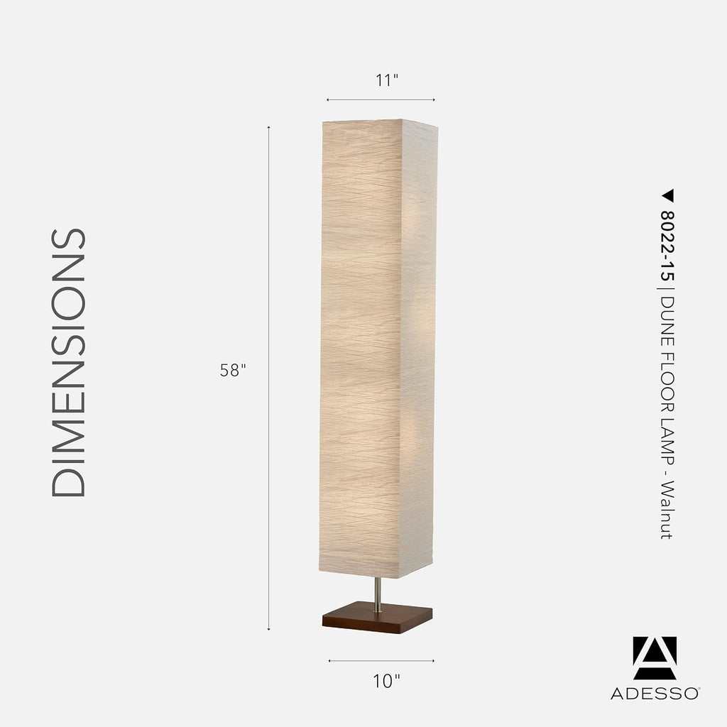 Adesso Three Light Floor Lamp – Natural Wood Base & Adjustable Brightness – Perfect Lighting for Bedroom, Living Room and Corner Decor, White