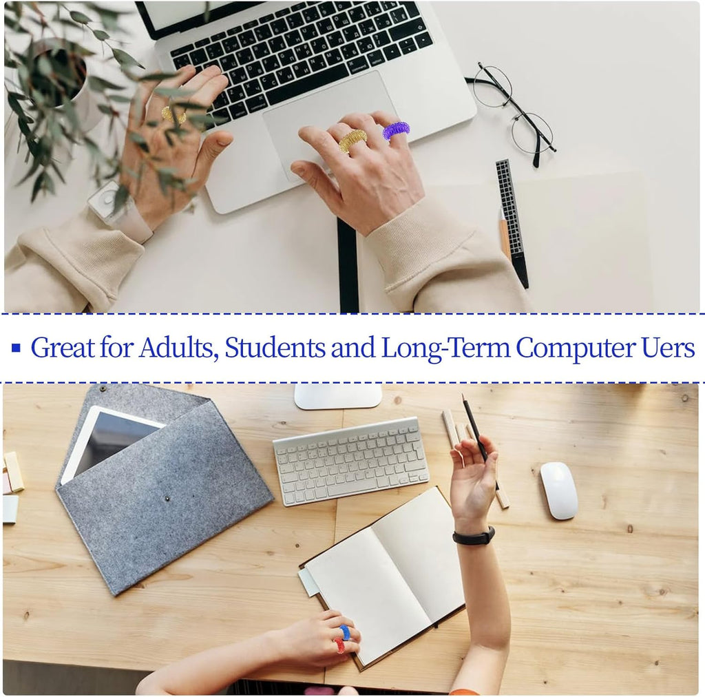 10 Pcs Acupressure Rings Fidget Toy Trichotillomania Fidget Toys Silent Fidget Toys Acupressure Rings Sensory Ring Stress Relief Rings Sensory Finger Rings for Adults Silent Stress Reducer