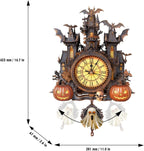 3D Puzzles for Adults Clock-Halloween Cottage Design Model Kit-Mechanical DIY Pendulum Clock with Roman Numerals-Desk Home Office Decor Personalized Gift for DIY Lovers