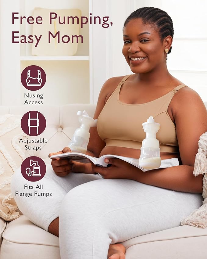 Momcozy Hands Free Pumping Bra, Adjustable Breast-Pumps Holding and Nursing Bra, Pumping & Nursing Bra in One