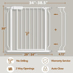 Fairy Baby Baby Gate for Doorways Stairs Hallway 34-38.5 Inch Wide, Walk Through Child Gates with Pressure Mounted Extention Kit, Indoor Safety Child Gates for Kids or Pets