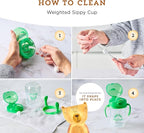 Amazon Brand - Mama Bear Silicone Weighted Straw Sippy Cup, 9 Ounces, Pack of 4, Blue/Green