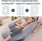 U-Shaped Pregnancy Pillow for Sleeping, Full Body Support for Back, HIPS & Belly -65 Inch Maternity Pillow with Machine Washable Cover | Maternity Essential (Velvet Grey-65inch)
