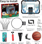 Indoor Basketball Hoop for Kids with Led Lights Mini Basketball Hoop with Remote Control Over The Door Basketball Hoops with Scoreboard Basketball Toys for 4-12 Year Old Boys Girls