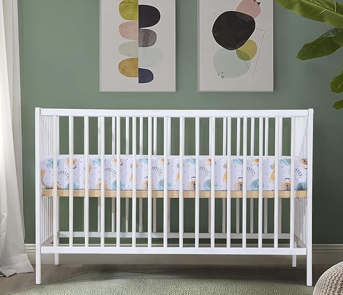 Bimocosy Baby Crib Sheets for Boys, Fitted Crib Sheet 4 Pack for Standard Crib and Toddler Mattresses, Super Soft Breathable Microfiber Baby Sheet 28x52x8in, Stars/Woodland Animals/Grey/Green