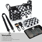 TOPDesign Universal Baby Stroller Organizer, Stroller Caddy with Detachable Mesh Bag & Heightened Insulated Cup Holders & Non-Slip Secure Hooks Accessories, Fits Most Strollers (Checkerboard)