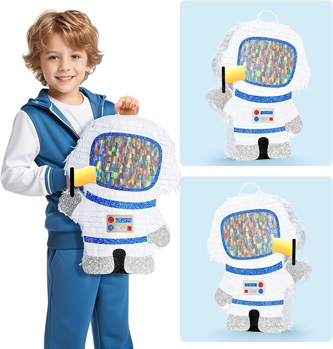WERNNSAI Astronaut Piñata - Space Party Decorations Space Piñata Bundle with Blindfold and Bat Boy Birthday Decorations for Kids Family Birthday Games Supplies